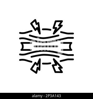 Icona linea nera del muscolo del dolore. Reumatologia. Pittogramma per la pagina Web. Illustrazione Vettoriale