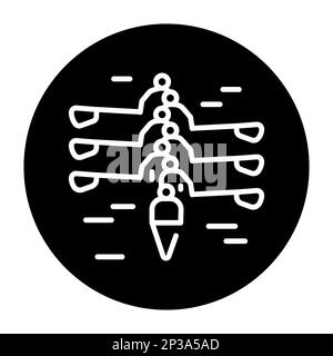 Icona linea nera sweep Rowing. Attività dell'acqua. Pittogramma per pagina web. Illustrazione Vettoriale