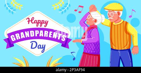 Buon giorno dei nonni, nonno e nonna danzanti. Perfetto per eventi Illustrazione Vettoriale