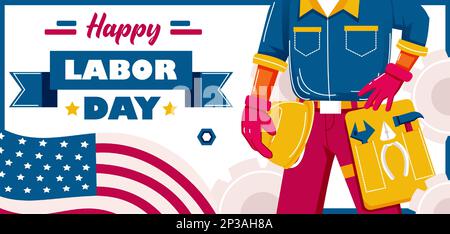 Banner Happy Labor Day Illustrazione Vettoriale