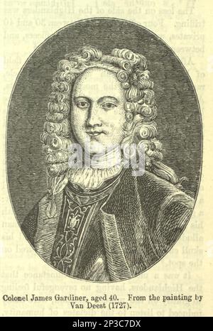 Il colonnello James Gardiner (11 gennaio 1688 – 21 settembre 1745) è stato un soldato scozzese che combatté nell'esercito britannico, anche durante la rivolta giacobita del 1745, nella quale fu ucciso nella battaglia di Prestonpan dal libro "Una storia delle Highlands scozzesi, Clan delle Highland e reggimenti delle Highland ' Volume 1 di Maclauchlan, Thomas, 1816-1886; Wilson, John, 1785-1854; Keltie, John Scott, Sir, 1840-1927 Data di pubblicazione 1875 editore Edinburgh ; Londra : A. Fullarton Foto Stock