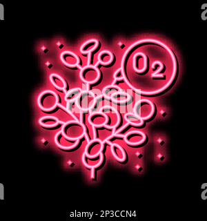 illustrazione dell'icona di incandescenza al neon che rilascia ossigeno nell'impianto Illustrazione Vettoriale