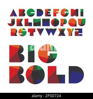 Moderno colorato Big Bold Font Set Design per la vostra tipografia Illustrazione Vettoriale