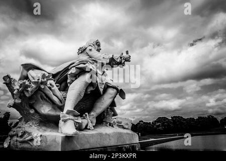 Statua le de Molière, Château de Chantilly Foto Stock