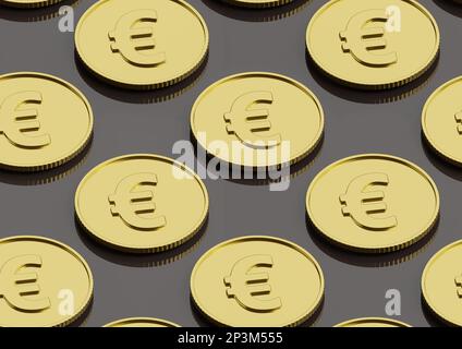 Moneta Golden euro modello senza cuciture. illustrazione 3d. Foto Stock