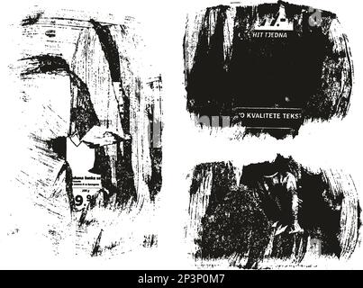 Carta strappata e strappata sfondo mix Grunge stile punk alto dettaglio Abstract Vector sfondo mix Set Illustrazione Vettoriale