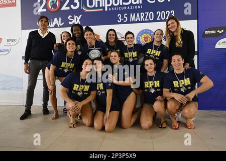 Roma, Italia. 05th Mar, 2023. Rapallo Pallanuoto in finale 3rd/4th° posto Coppa Italia UnipolSai tra SIS Roma vs Rapallo Pallanuoto, al Polo Acquatico Frecciarossa il 5 marzo 2023 a Ostia Lido, Roma. Credit: Independent Photo Agency/Alamy Live News Foto Stock