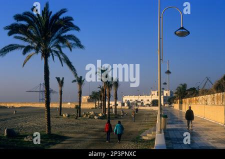 Málaga.Andalusia. Spagna: Paseo Matias Prats. Di fronte alla spiaggia di Malagueta Foto Stock