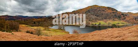 Rydal acqua da Loughrigg Fell, Rydal, Cumbria, Regno Unito Foto Stock