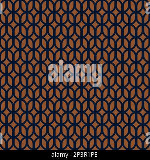 Astratto geometrico art deco sfondo con forme ovali texture. Linee di griglia senza cuciture blu e oro. Ripetizione minimalistica a geometria semplice Illustrazione Vettoriale