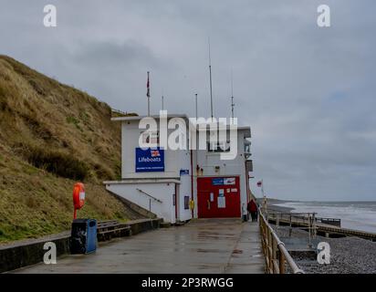 Stazione dei lifboat Sheringham RNLI sulla costa nord del Norfolk Foto Stock