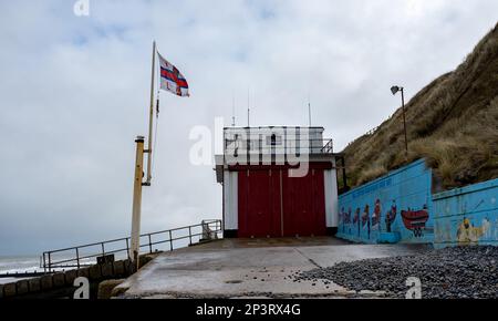 Stazione dei lifboat Sheringham RNLI sulla costa nord del Norfolk Foto Stock