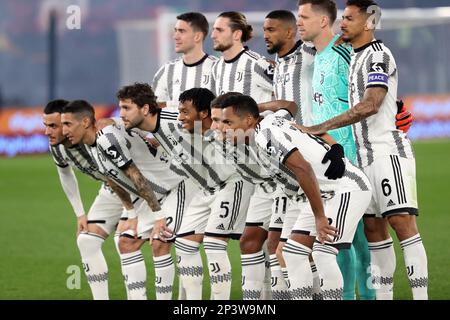 Roma, . 05th Mar, 2023. Roma, Italia 05.03.2023: Squadra Juventus in Serie Una partita di calcio tra AS Roma vs FC Juventus Torino allo Stadio Olimpico del 05 marzo 2023 a Roma. Credit: Independent Photo Agency/Alamy Live News Foto Stock