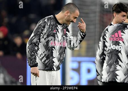 Roma, Italia. 05th Mar, 2023. Leonardo Bonucci della Juventus FC gesta prima della Serie Una partita di calcio tra AS Roma e Juventus FC allo stadio Olimpico di Roma (Italia), 5th marzo 2023. Foto Andrea Staccioli/Insidefoto Credit: Insidefoto di andrea staccioli/Alamy Live News Foto Stock