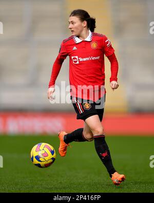 Leigh, Regno Unito. 5th Mar, 2023. Hannah Blundell del Manchester United durante la partita della fa Women's Super League al Leigh Sports Village, Leigh. Il credito dell'immagine dovrebbe essere: Gary Oakley/Sportimage Credit: Sportimage/Alamy Live News Foto Stock