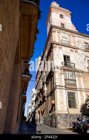 Casa de las cuatro torres in Plaza de las cuatro torreos o plaza Argüelles. Cádiz. Andalucía. Spagna Foto Stock