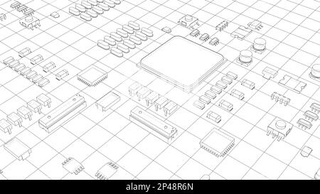 Circuito stampato elettrico, chip vari Foto Stock