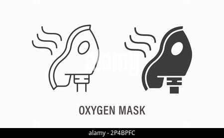 Icone della maschera di ossigeno. Illustrazione vettoriale isolata su sfondo bianco. Illustrazione Vettoriale