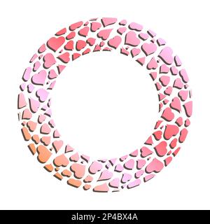 Cornice a cuori dorati per connettori decorativi. Ornamento di San Valentino in metallo oro rosa isolato su sfondo bianco. Vettore Illustrazione Vettoriale