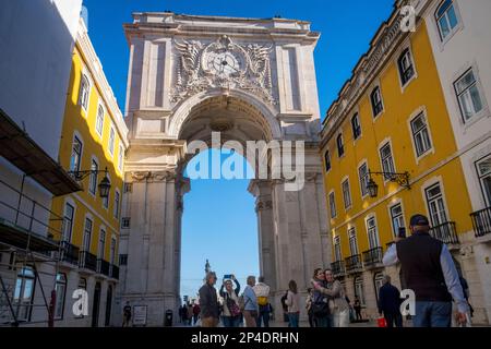 Arco da Rua Augusta, Lisbona, Portogallo Foto Stock