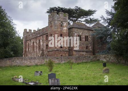 13th ° secolo fortificato maniero rovine, Acton Burnell Castello, Acton Burnell, Shropshire, Inghilterra, Regno Unito Foto Stock