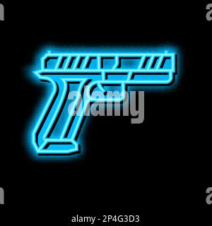 icona a incandescenza al neon con pistola centerfire Illustrazione Vettoriale