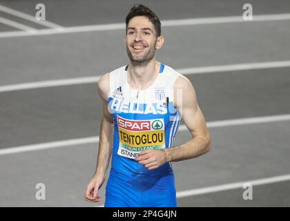 Miltiadis Tentoglou di Grecia durante il Campionato europeo di Atletica Indoor 2023 il 5 marzo 2023 all'Atakoy Arena di Istanbul, Turchia - Foto Laurent Lairys / DPPI Foto Stock