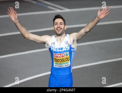 Miltiadis Tentoglou di Grecia durante il Campionato europeo di Atletica Indoor 2023 il 5 marzo 2023 all'Atakoy Arena di Istanbul, Turchia - Foto Laurent Lairys / DPPI Foto Stock