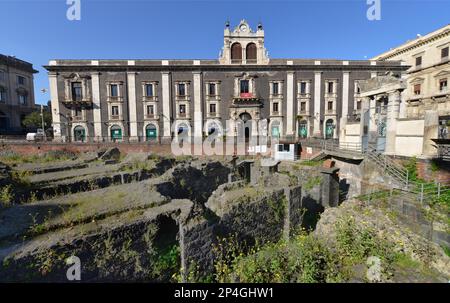 Anfiteatro romano, Piazza Stesicoro, Catania, Sicilia, Italia Foto Stock