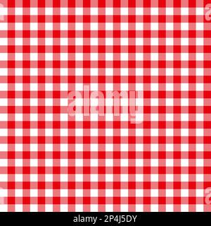 Tovaglia bianca rossa con motivo senza cuciture. Classico motivo in tessuto a plaid. Design vintage di moda senza cuciture vettore. Illustrazione Vettoriale