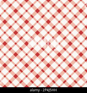Motivo tovaglia a scacchi rosso bianco. Texture vettoriale tradizionale senza cuciture a plaid. Schema a plaid. Illustrazione Vettoriale