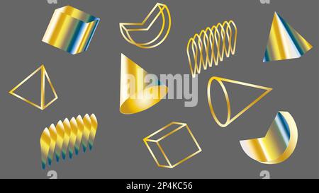 astrazione forme geometriche levitazione colori brillanti oro Illustrazione Vettoriale