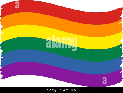 Sventolando la bandiera Pride. Icona simbolo LGBT arcobaleno. Illustrazione del vettore piatto Illustrazione Vettoriale