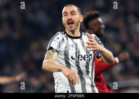 Leonardo Bonucci della Juventus reagisce durante il campionato italiano Serie Una partita di calcio tra AS Roma e Juventus FC il 5 marzo 2023 allo Stadio Olimpico di Roma - Foto: Federico Proietti/DPPI/LiveMedia Foto Stock