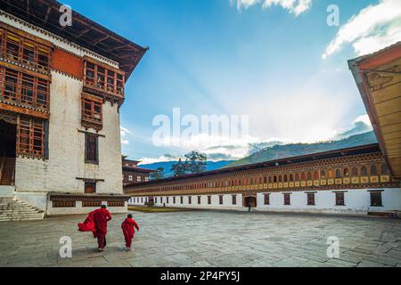 All'interno del Trashi Chhoe Dzong a Thimphu, Bhutan Foto Stock