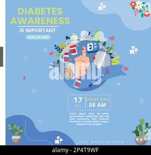 Modello di modello di riconoscimento della Giornata Mondiale del diabete Illustrazione Vettoriale