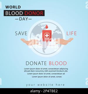 Vettore di progettazione modello di consapevolezza della Giornata mondiale del donatore di sangue Illustrazione Vettoriale