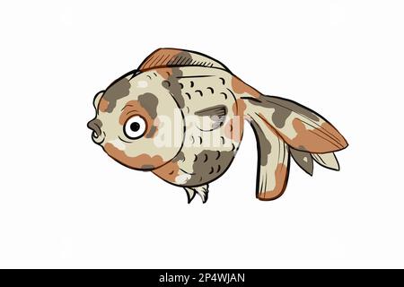 carino cartoon goldfish colorazione pagina Foto Stock