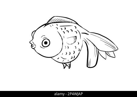 carino cartoon goldfish colorazione pagina Foto Stock