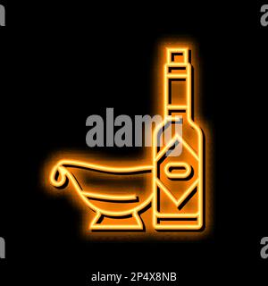 illustrazione icona bagliore al neon di salsa al pomodoro Illustrazione Vettoriale