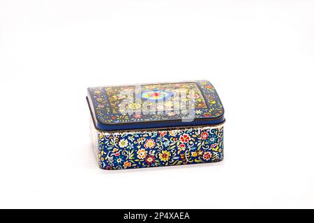 Scatola di lito vintage con fiori per caramelle o caramelle Horner of Chester le Street Foto Stock