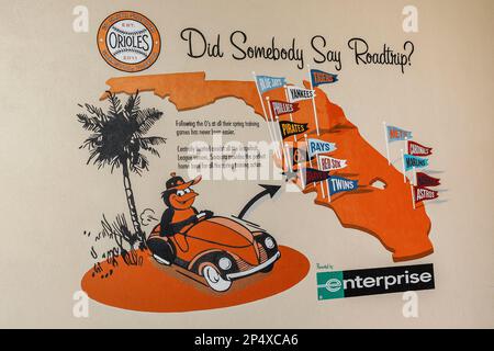 Sarasota FL USA; Una vista generale della mappa di tutte le strutture della Prapefruit League sul campo, come visto durante una partita di allenamento primaverile della MLB tra il Bal Foto Stock