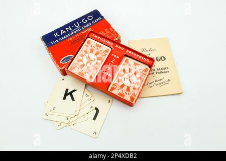1950s giochi di lettere vintage Kan-u-go gioco di parole incrociate di Porterprint jarvis stampanti da portiere leeds Foto Stock