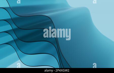 Moto vorticoso di fumo blu o gruppo di nebbia, linea astratta isolata su sfondo bianco Foto Stock