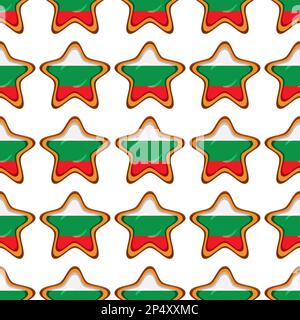 Pattern cookie con bandiera paese Bulgaria in gustoso biscotto, pattern cookie consistono di bandiera paese Bulgaria su biscotto naturale, biscotto fresco w Illustrazione Vettoriale