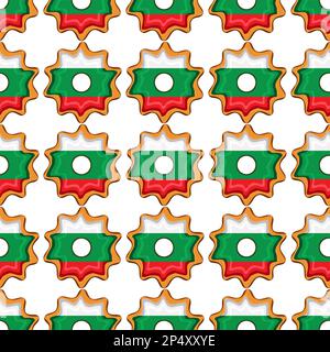 Pattern cookie con bandiera paese Bulgaria in gustoso biscotto, pattern cookie consistono di bandiera paese Bulgaria su biscotto naturale, biscotto fresco w Illustrazione Vettoriale