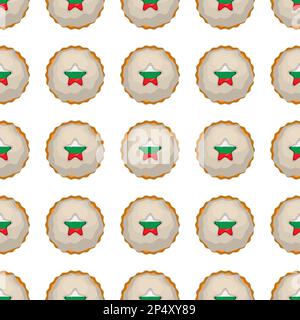 Pattern cookie con bandiera paese Bulgaria in gustoso biscotto, pattern cookie consistono di bandiera paese Bulgaria su biscotto naturale, biscotto fresco w Illustrazione Vettoriale