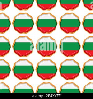 Pattern cookie con bandiera paese Bulgaria in gustoso biscotto, pattern cookie consistono di bandiera paese Bulgaria su biscotto naturale, biscotto fresco w Illustrazione Vettoriale