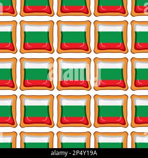 Pattern cookie con bandiera paese Bulgaria in gustoso biscotto, pattern cookie consistono di bandiera paese Bulgaria su biscotto naturale, biscotto fresco w Illustrazione Vettoriale