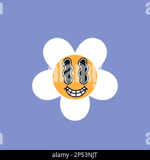 Adesivi. Il sole, il logo, il viso sorridente, il buon umore. Brutalismo, design moderno. Lo stile degli anni '80s. eps 10 Illustrazione Vettoriale